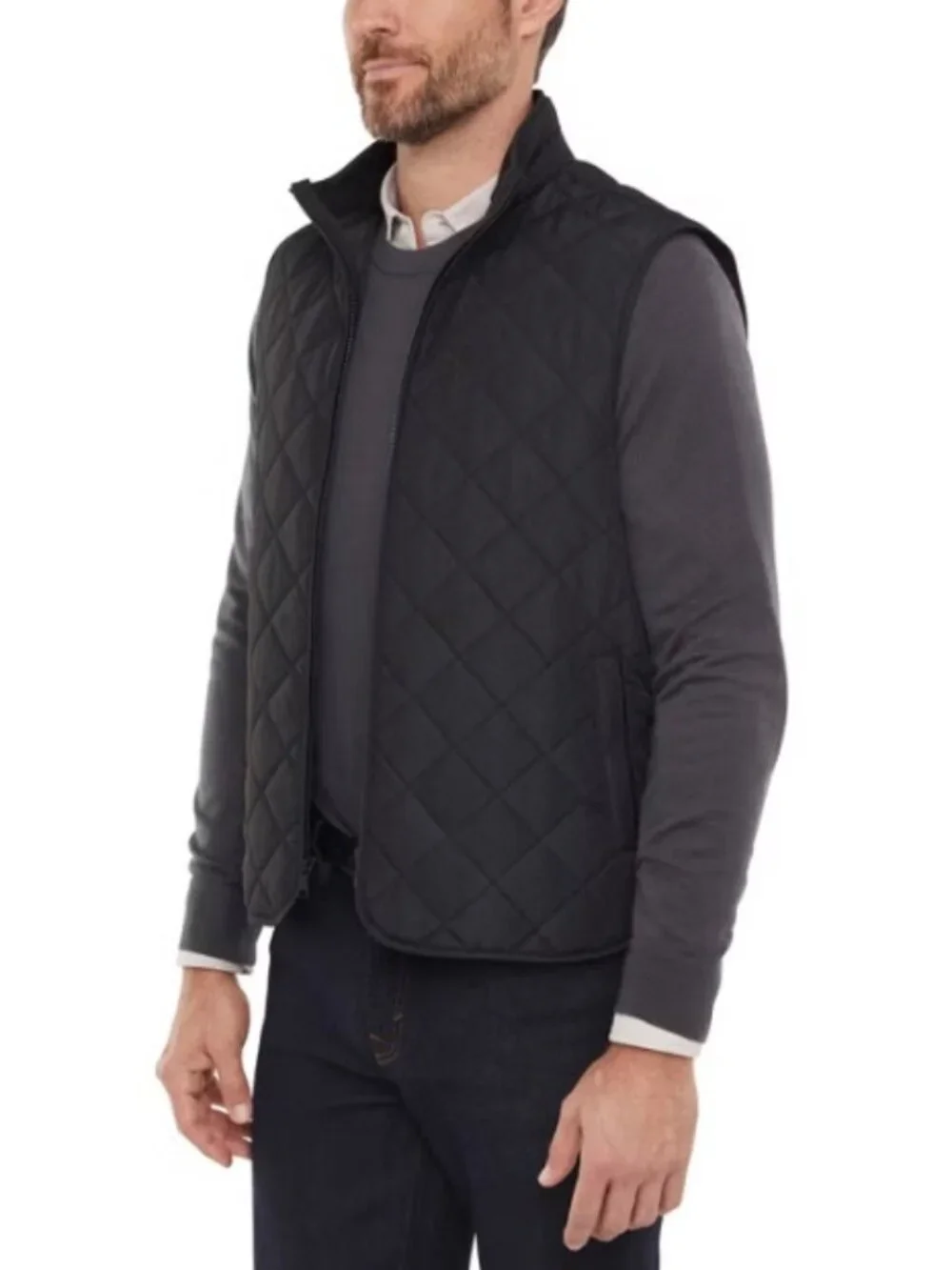 NWT Banana Republic Men's Quilted Full Zip Vest, Black